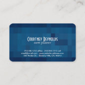 レトロ白黒シボロンブルー幾何学模様 名刺 (裏面)