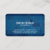 レトロ白黒シボロンブルー幾何学模様 名刺 (裏面)