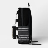 レトロ白黒ストライプの猫おもしろい写真 プリントバックパック (右)