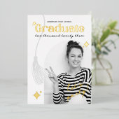 レトロ白黒スパークル卒業 箔招待状 (立ち正面)