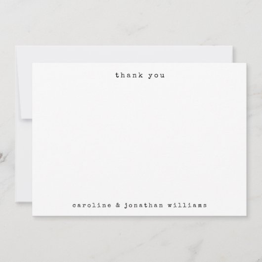 レトロ白黒タイプライターのカスタムウェディング サンキューカード (正面)