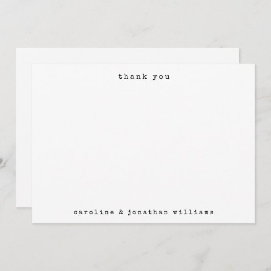 レトロ白黒タイプライターのカスタムウェディング サンキューカード (正面/裏面)