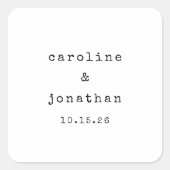レトロ白黒タイプライターのカスタムウェディング スクエアシール (正面)