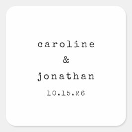 レトロ白黒タイプライターのカスタムウェディング スクエアシール