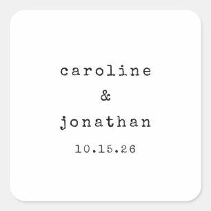 レトロ白黒タイプライターのカスタムウェディング スクエアシール