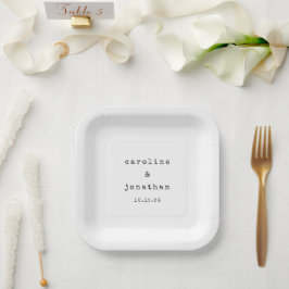 レトロ白黒タイプライターのカスタムウェディング ペーパープレート