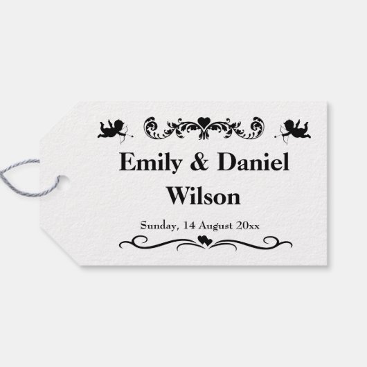 レトロ白黒タイポグラフィ結婚ズ ギフトタグ (裏面横)