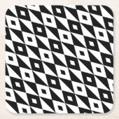 レトロ白黒ダイヤモンド形パタモダンーン スクエアペーパーコースター (正面)