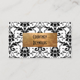 レトロ白黒ダマスクパターン銅 名刺