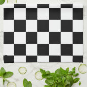 レトロ白黒チェッカーボードパターンタオル キッチンタオル (折り畳み)