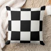レトロ白黒チェッカーボードパターン枕 クッション (ブランケット)