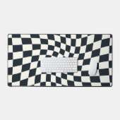 レトロ白黒チェック歪み市松模様に デスクマット (キーボード&マウス)