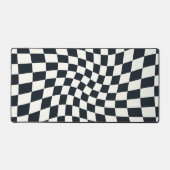 レトロ白黒チェック歪み市松模様に デスクマット (正面)