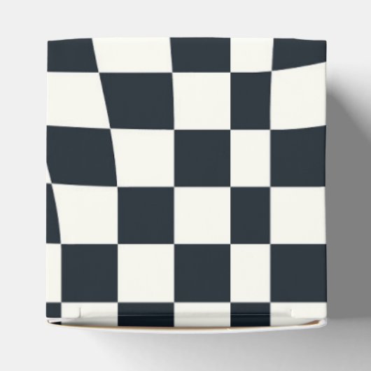 レトロ白黒チェック歪み市松模様に フェイバーボックス (上部)