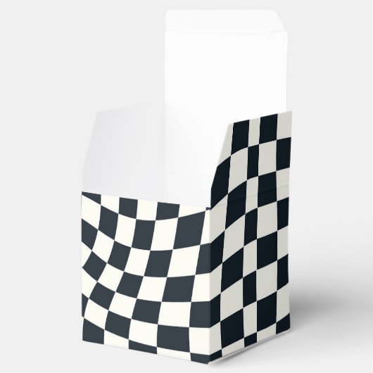 レトロ白黒チェック歪み市松模様に フェイバーボックス (オープン)