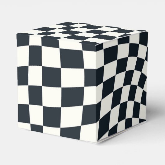 レトロ白黒チェック歪み市松模様に フェイバーボックス (裏面サイド)