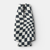 レトロ白黒チェック歪み市松模様に ボトルクーラー (裏面)