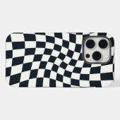 レトロ白黒チェック歪み市松模様に iPhoneケース (裏面横)