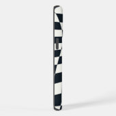 レトロ白黒チェック歪み市松模様に iPhoneケース (右側面)