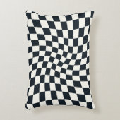 レトロ白黒ドームワープチェック市松模様に アクセントクッション (正面(垂直))