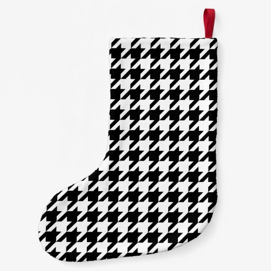 レトロ白黒ハウンド歯織り模様 スモールクリスマスストッキング (裏面)