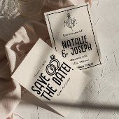 レトロ白黒ハンドドロー予測できなドユニーク結婚ズ セーブザデート