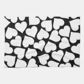 レトロ白黒ハートパターン キッチンタオル (横)