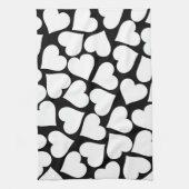 レトロ白黒ハートパターン キッチンタオル (縦)