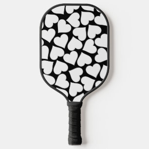 レトロ白黒ハートパターン ピックルボールラケット