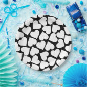 レトロ白黒ハートパターン ペーパープレート (パーティー)