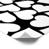 レトロ白黒ハートパターン ポスター (角)