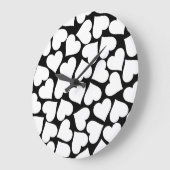 レトロ白黒ハートパターン ラージ壁時計 (傾斜)