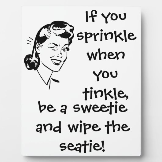 レトロ白黒バスルームのユーモアの塊 フォトプラーク (正面)