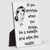 レトロ白黒バスルームのユーモアの塊 フォトプラーク (側面)