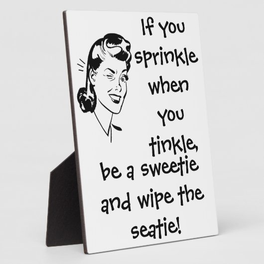 レトロ白黒バスルームのユーモアの塊 フォトプラーク (側面)