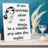 レトロ白黒バスルームのユーモアの塊 フォトプラーク (側面)