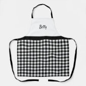 レトロ白黒バッファロープレイド名前をカスタムする エプロン (正面)