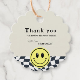 レトロ白黒バビシャワ市松模様にーバーサンキュー フェイバータグ