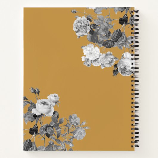 レトロ白黒バラマスタードイエローレシピ ノートブック (裏面)