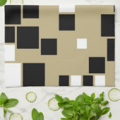 レトロ白黒パターンシームレスアート キッチンタオル (折り畳み)