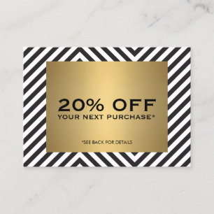 レトロ白黒パターン金ゴールド名クーポンカード 割引カード