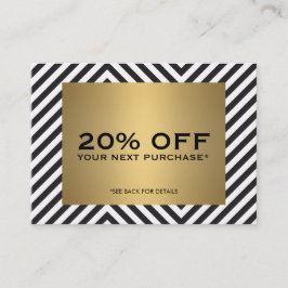 レトロ白黒パターン金ゴールド名クーポンカード 割引カード