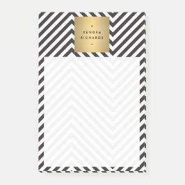 レトロ白黒パターン金ゴールド名ロゴ ポストイット