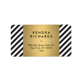 レトロ白黒パターン金ゴールド名ロゴ ラベル