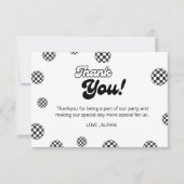 レトロ白黒パター市松模様にン サンキューカード (正面)