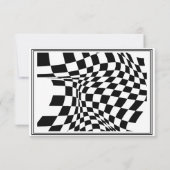 レトロ白黒パター市松模様にン サンキューカード (裏面)