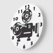 レトロ白黒フィルムプロジェクタ ラージ壁時計 (傾斜)