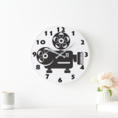 レトロ白黒フィルムプロジェクタ ラージ壁時計 (ホーム)