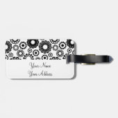 レトロ白黒フラワーズラゲッジタグ ラゲッジタグ (裏面横)