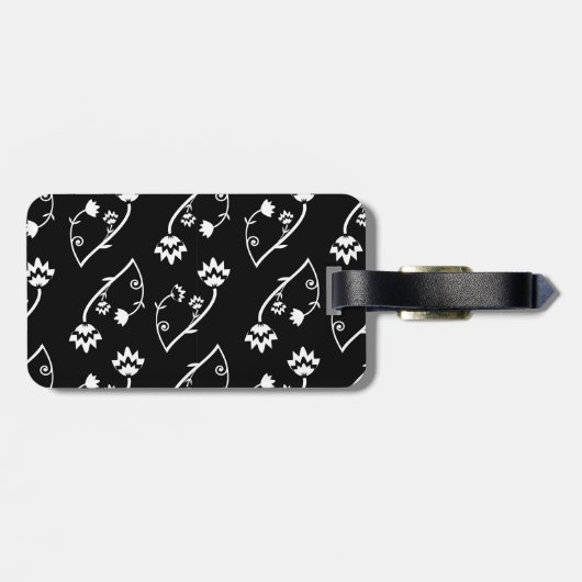 レトロ白黒フラワーズラゲッジタグ ラゲッジタグ (裏面横)
